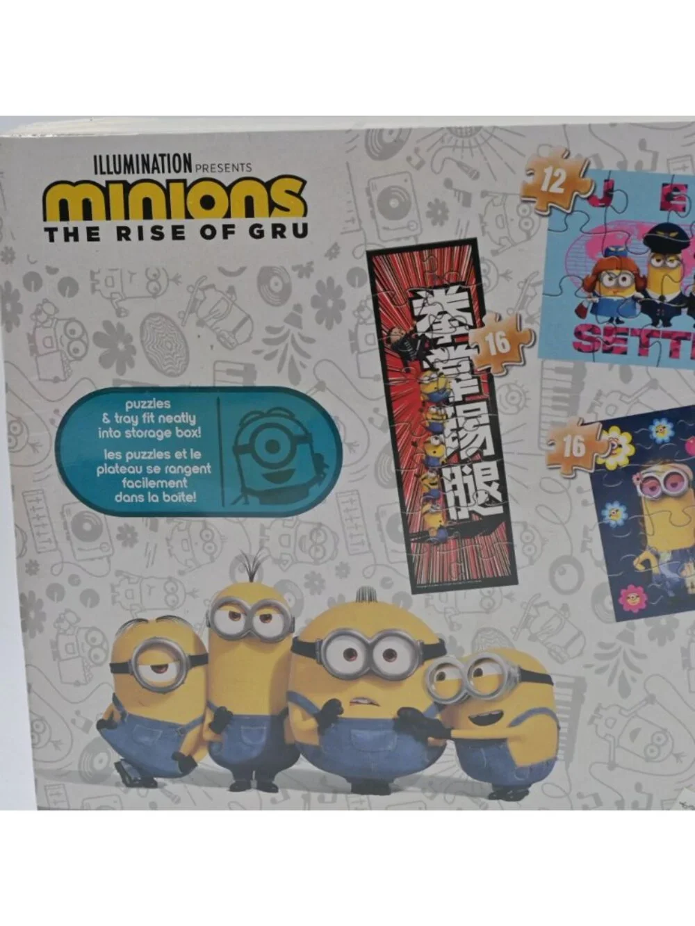 Minions The Rise Of Gru 7 Wood Puzzles Set With Tray Storage Box New Sealed